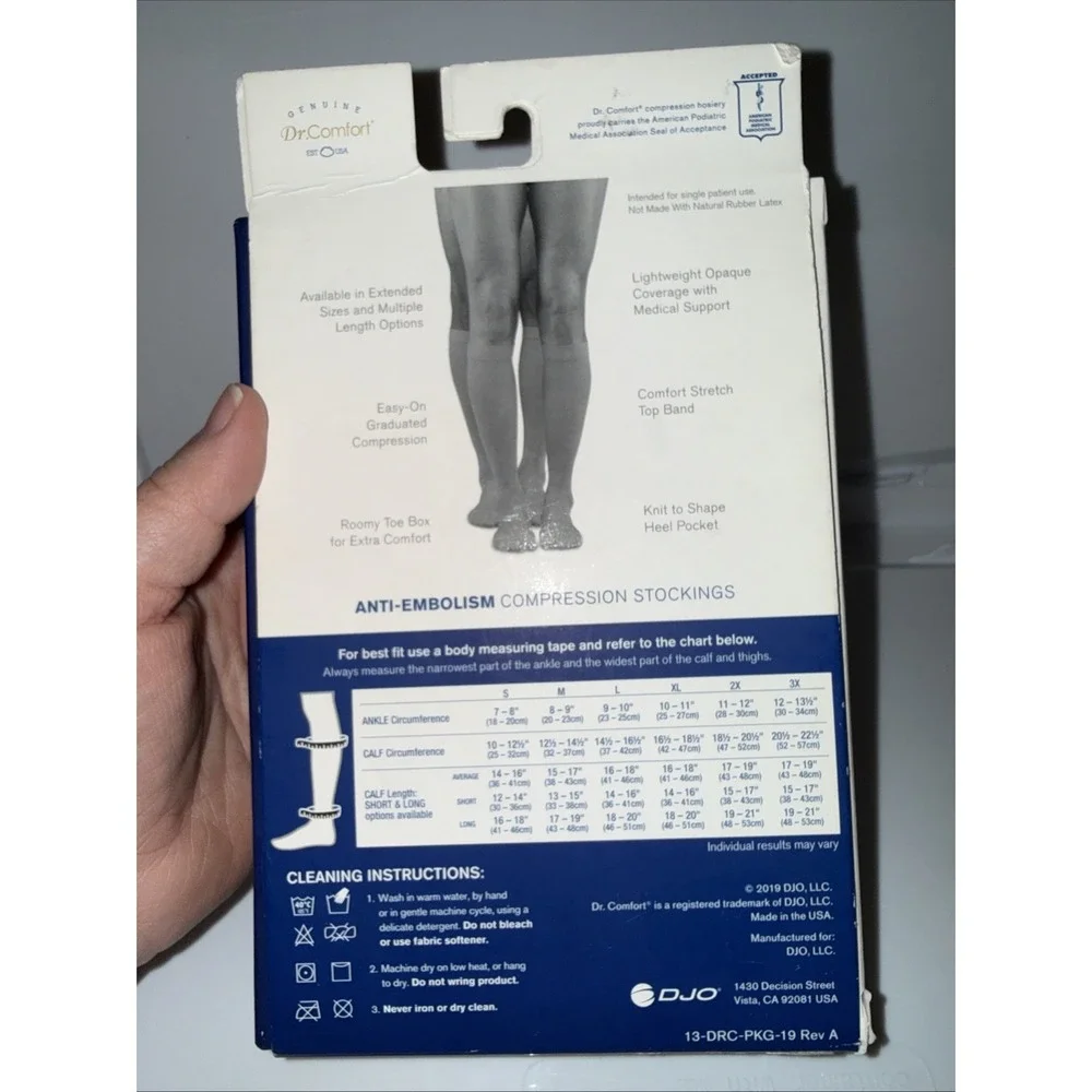 Dr. Comfort Anti-Embolism Compression Stockings, Below Knee, 18mmHg (Size: S) Be